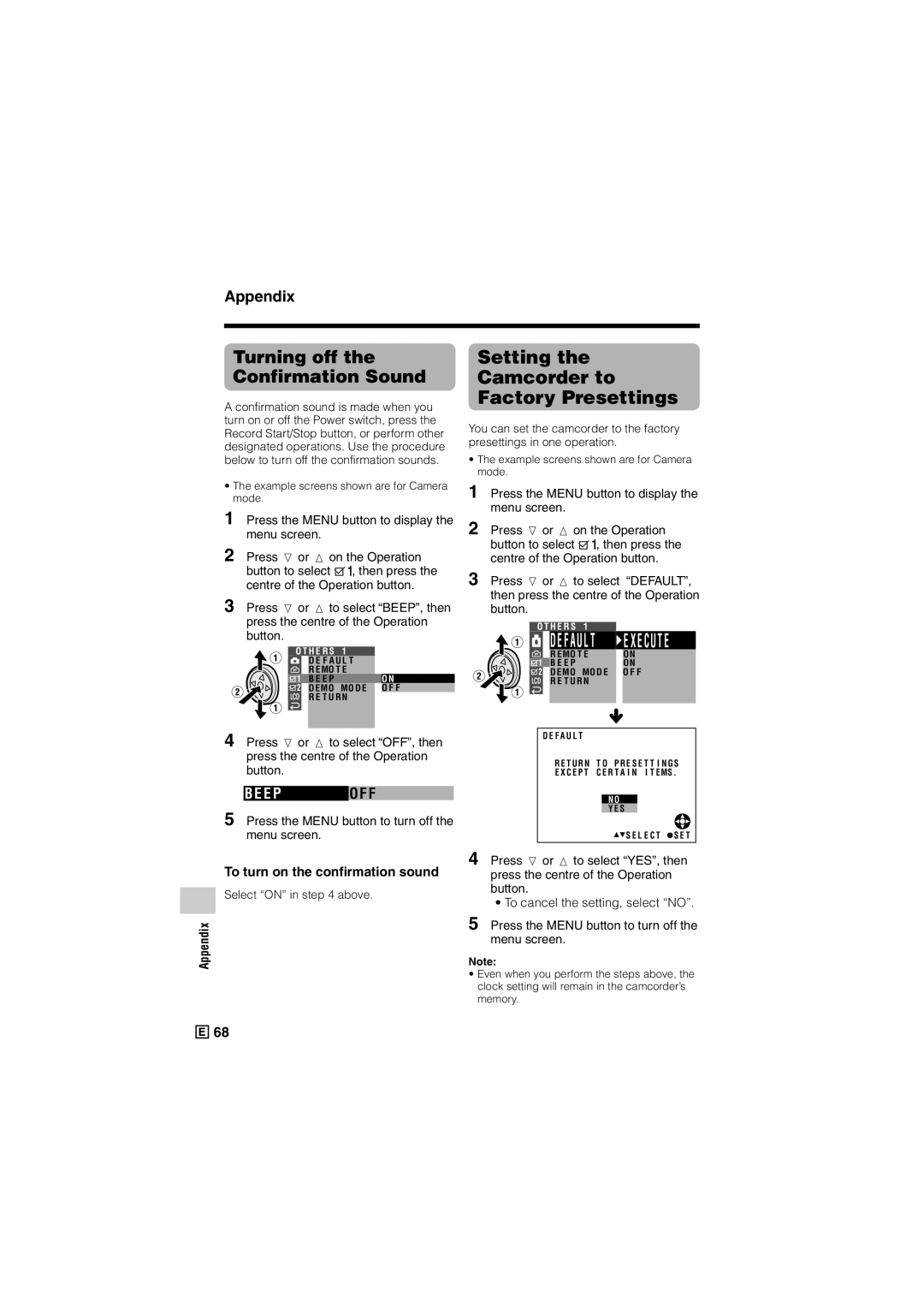 Sharp VL-Z300E operation manual Turning off the Confirmation Sound, Appendix, E P, To turn on the confirmation sound 