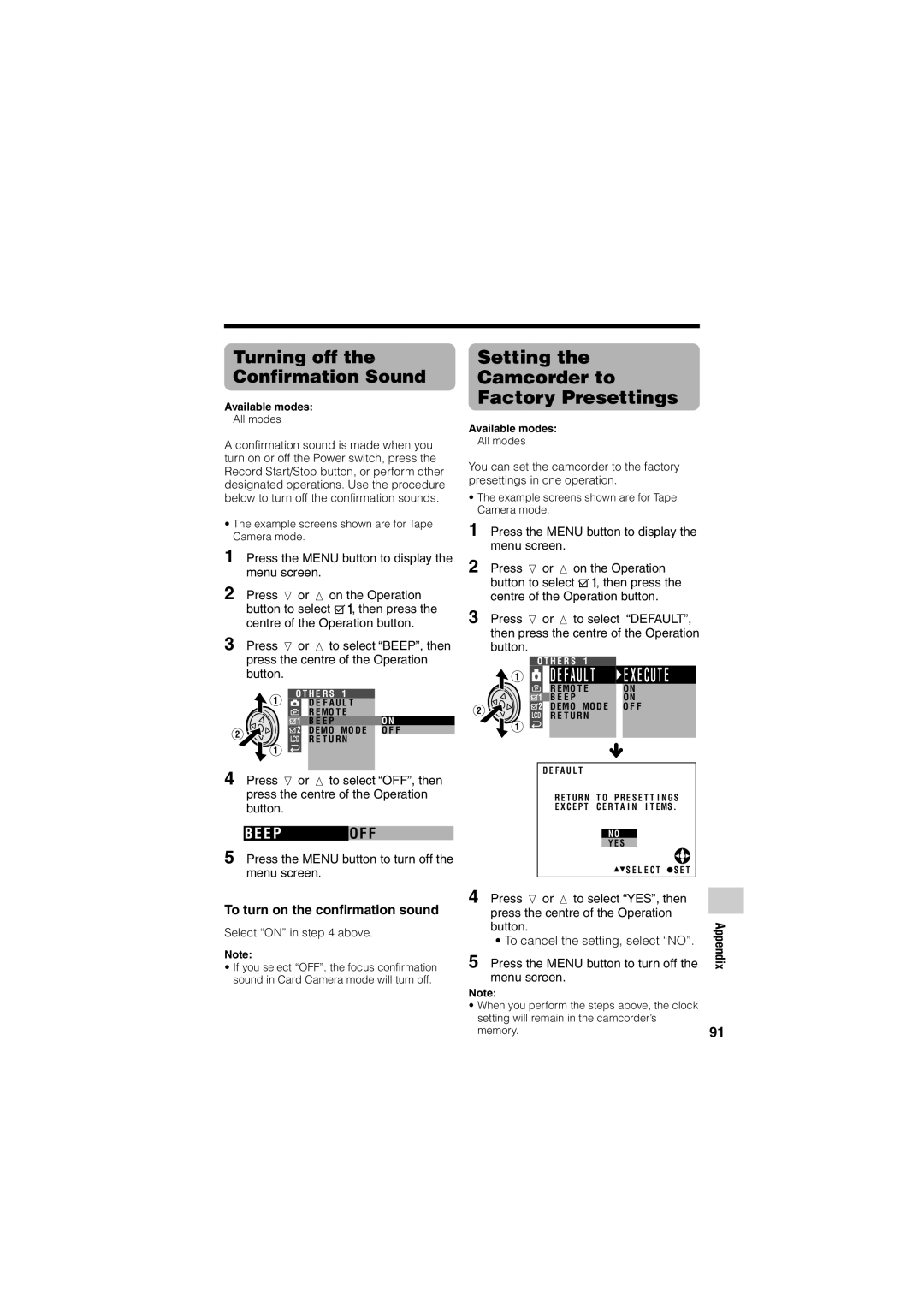 Sharp VL-Z400H-T operation manual Turning off the Confirmation Sound, E P, To turn on the confirmation sound 