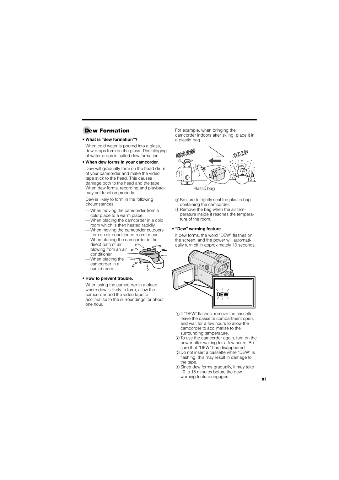 Sharp VL-Z400H-T operation manual Dew Formation, What is dew formation? 