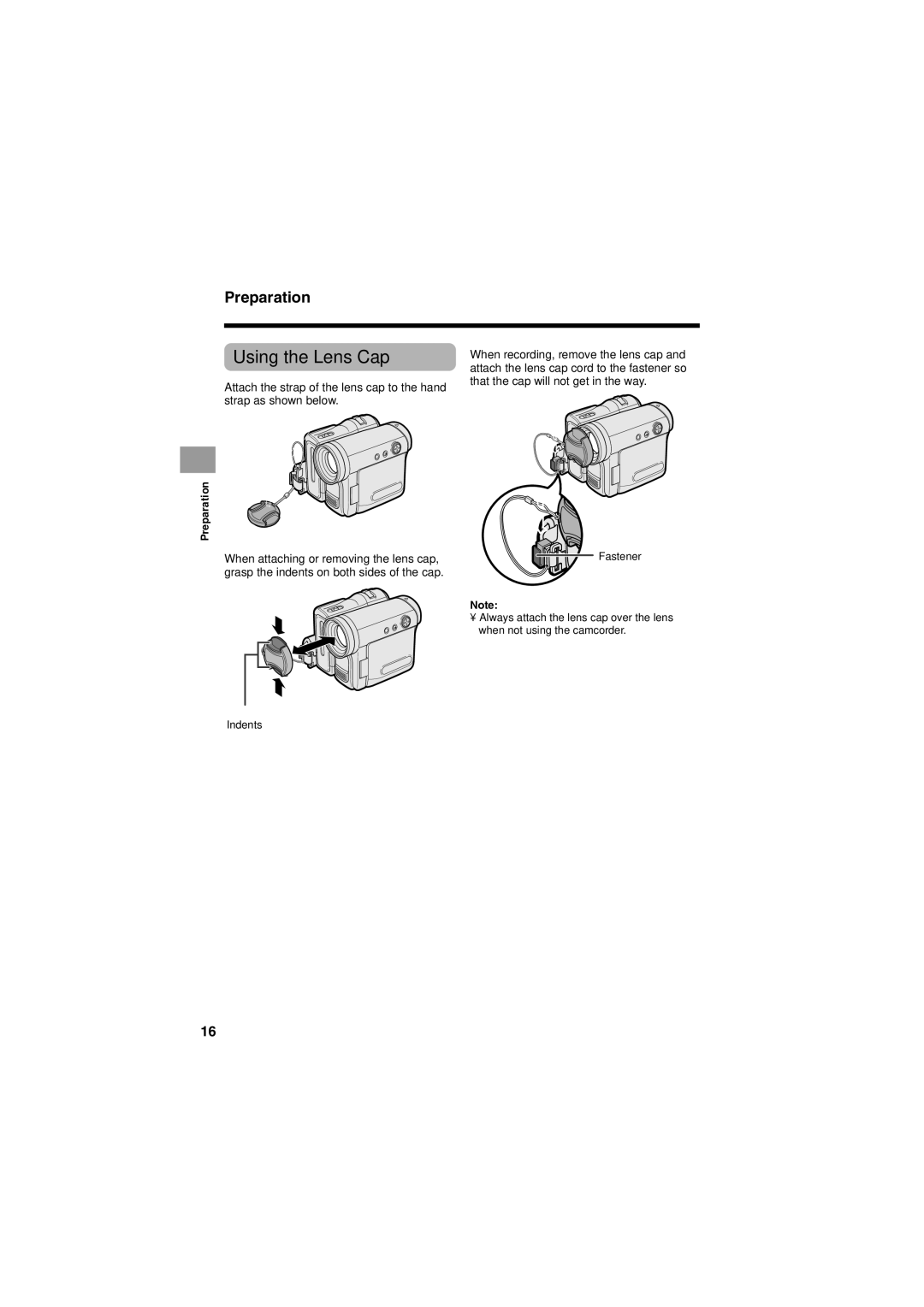 Sharp VL-Z400H-T operation manual Using the Lens Cap 