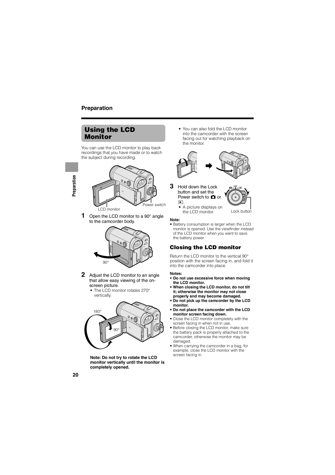 Sharp VL-Z400H-T operation manual Using the LCD Monitor, Closing the LCD monitor, ¥ a picture displays on 