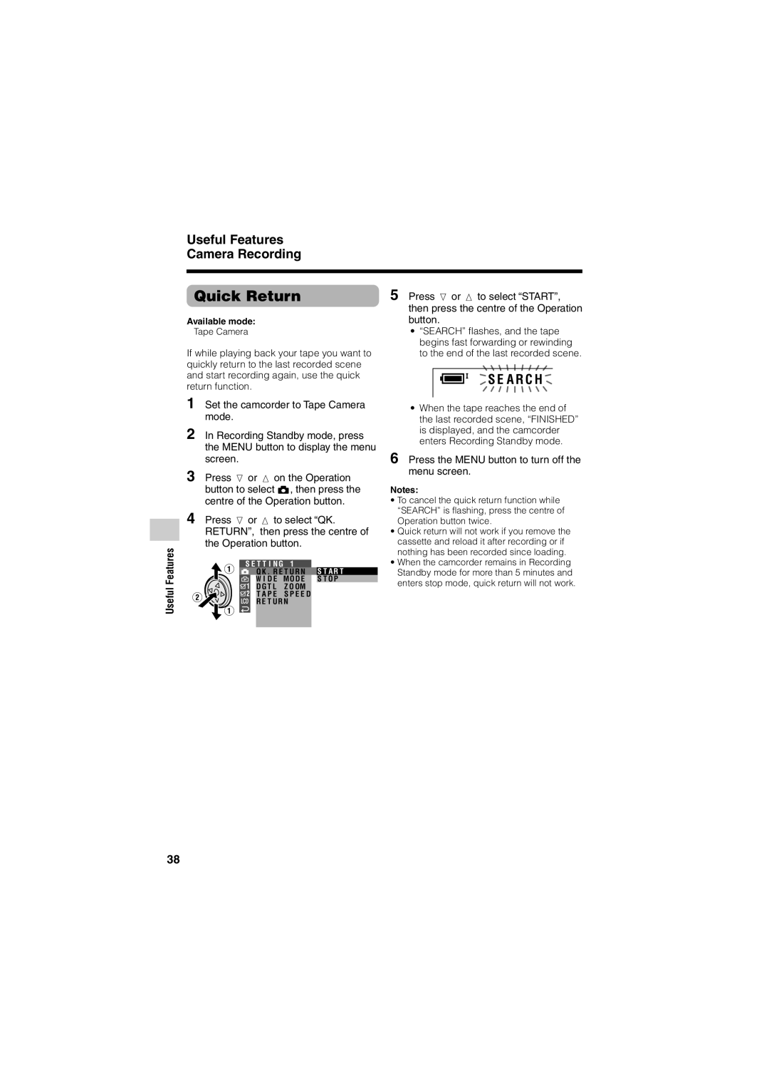 Sharp VL-Z400H-T operation manual Quick Return, A R C H 