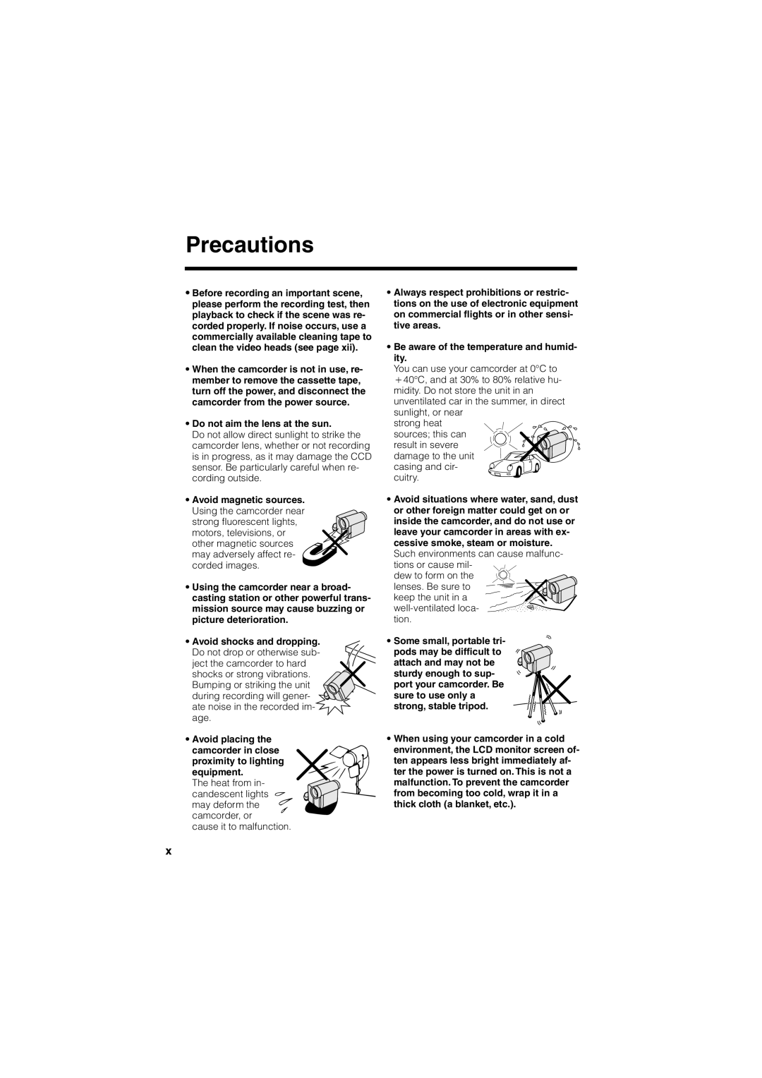Sharp VL-Z400H-T operation manual Precautions 