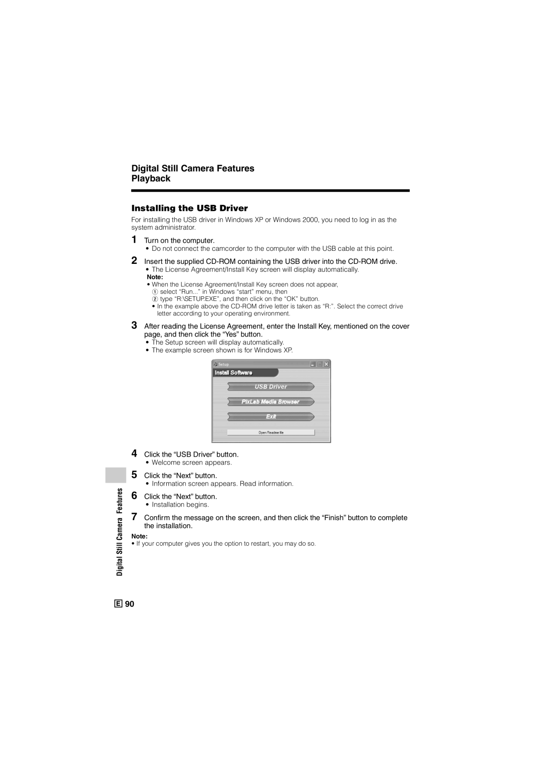 Sharp VL-Z500E operation manual Example screen shown is for Windows XP 