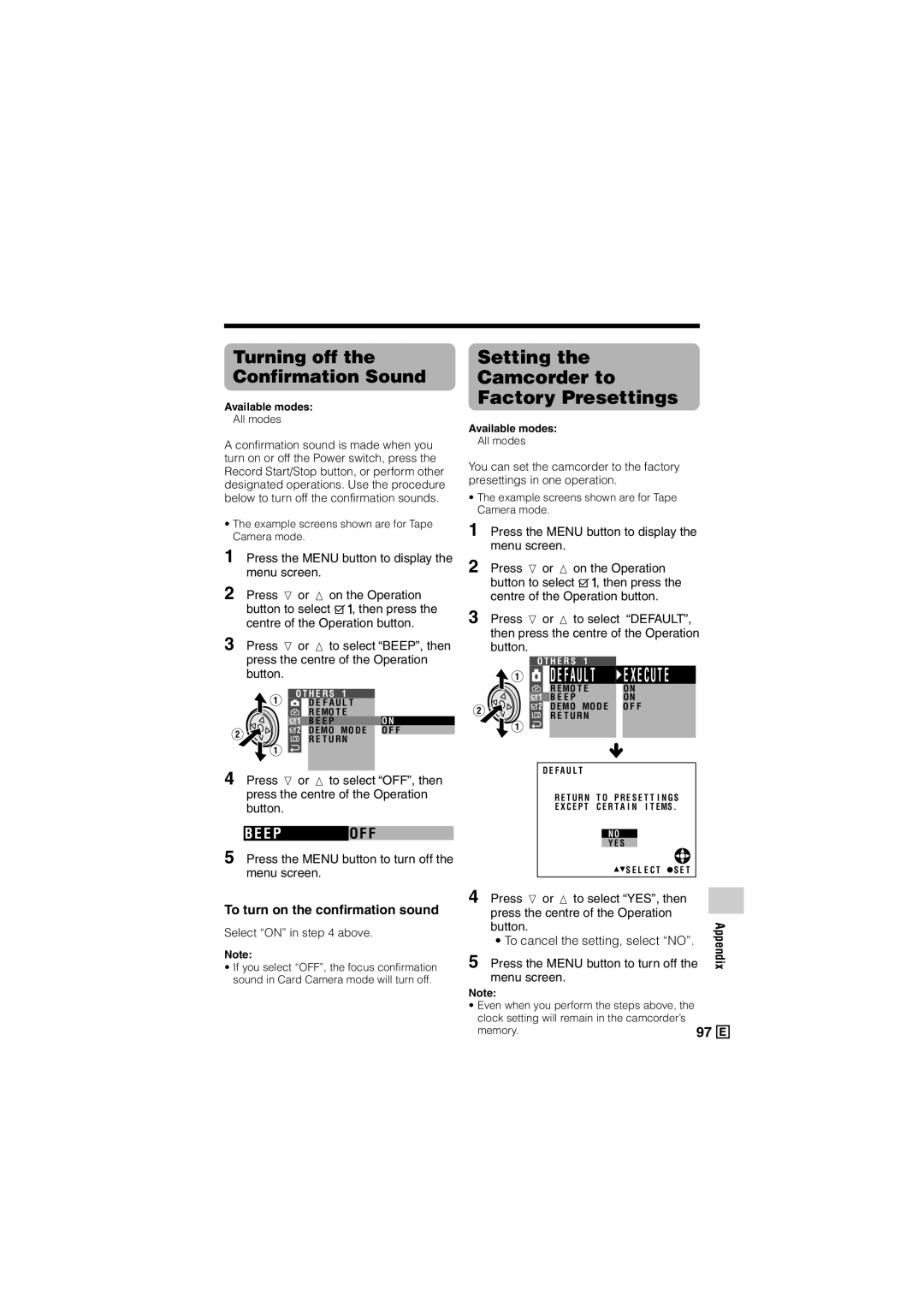 Sharp VL-Z500E operation manual Turning off the Confirmation Sound, E P, To turn on the confirmation sound 