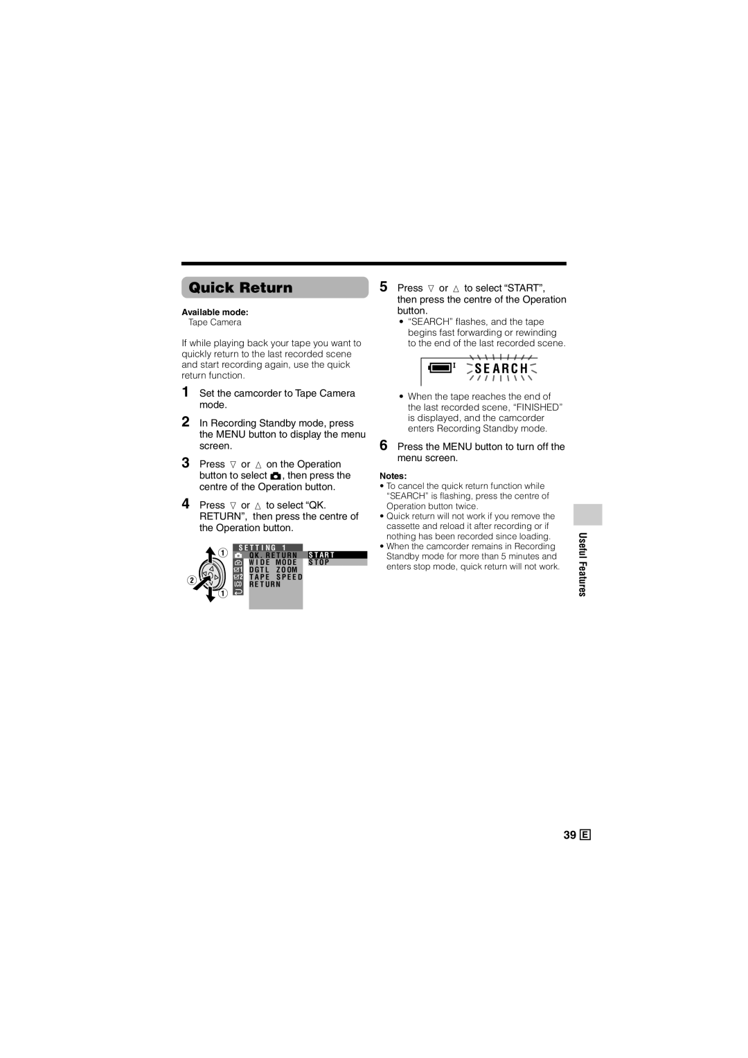 Sharp VL-Z500E operation manual Quick Return, A R C H 