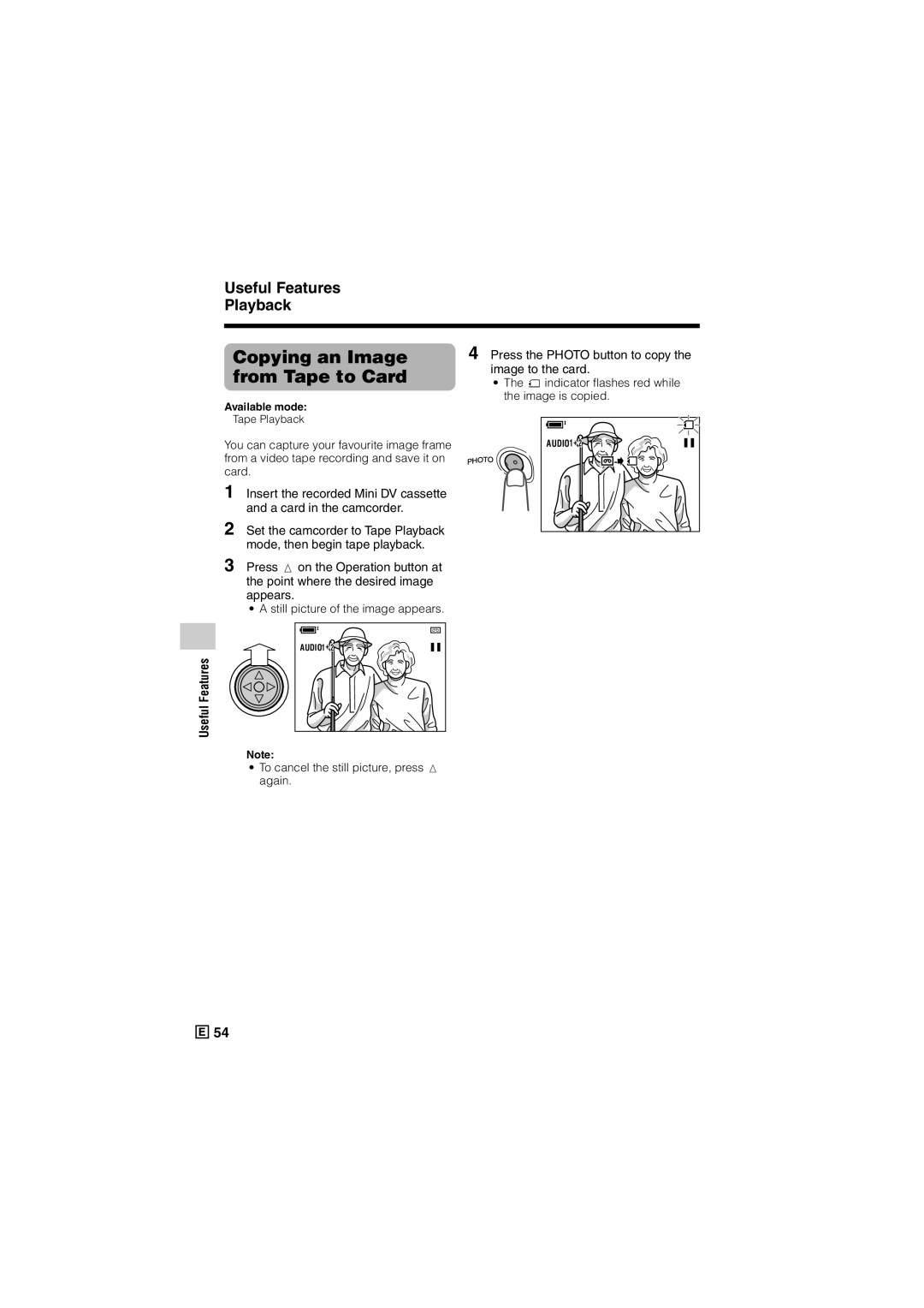 Sharp VL-Z500E operation manual Copying an Image from Tape to Card, Press the Photo button to copy the image to the card 