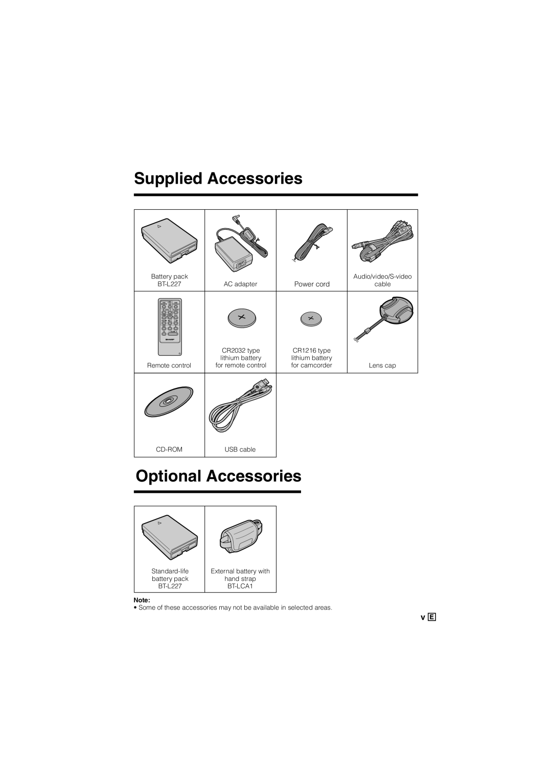 Sharp VL-Z500E operation manual Supplied Accessories 