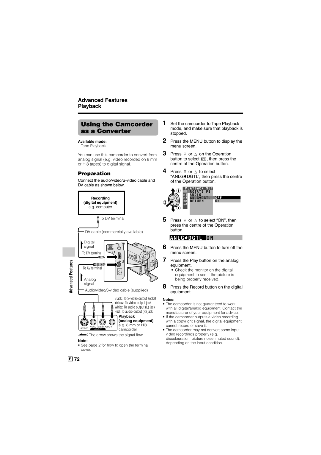 Sharp VL-Z500E operation manual Using the Camcorder, As a Converter 