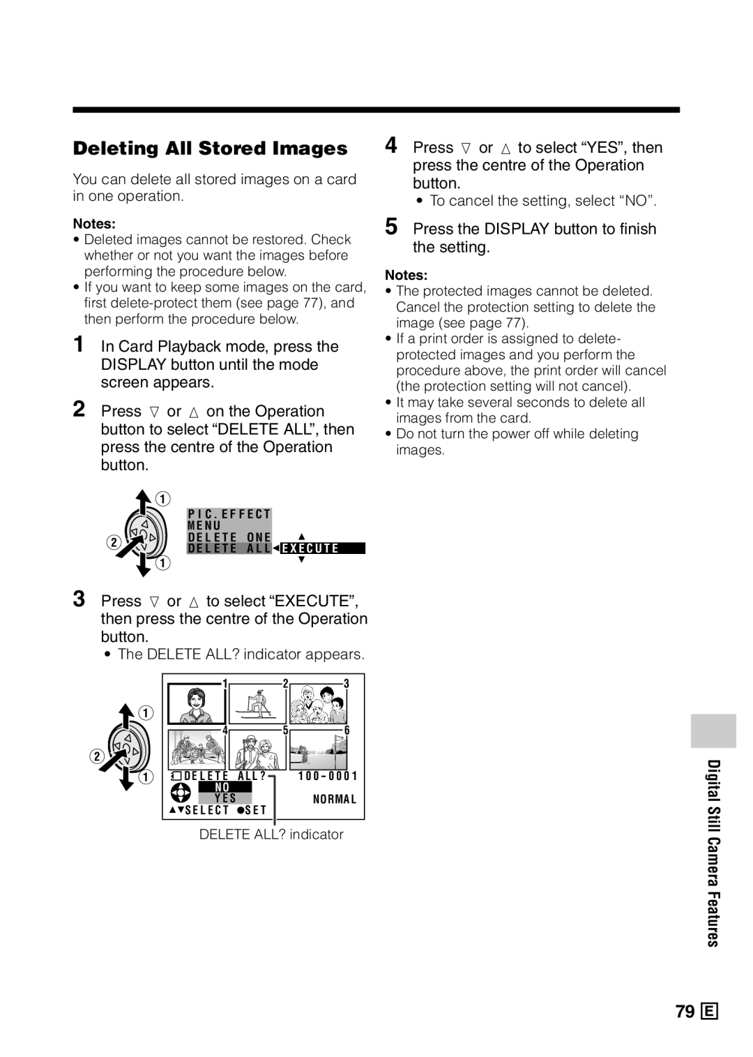 Sharp VL-Z5E operation manual Deleting All Stored Images, You can delete all stored images on a card in one operation 