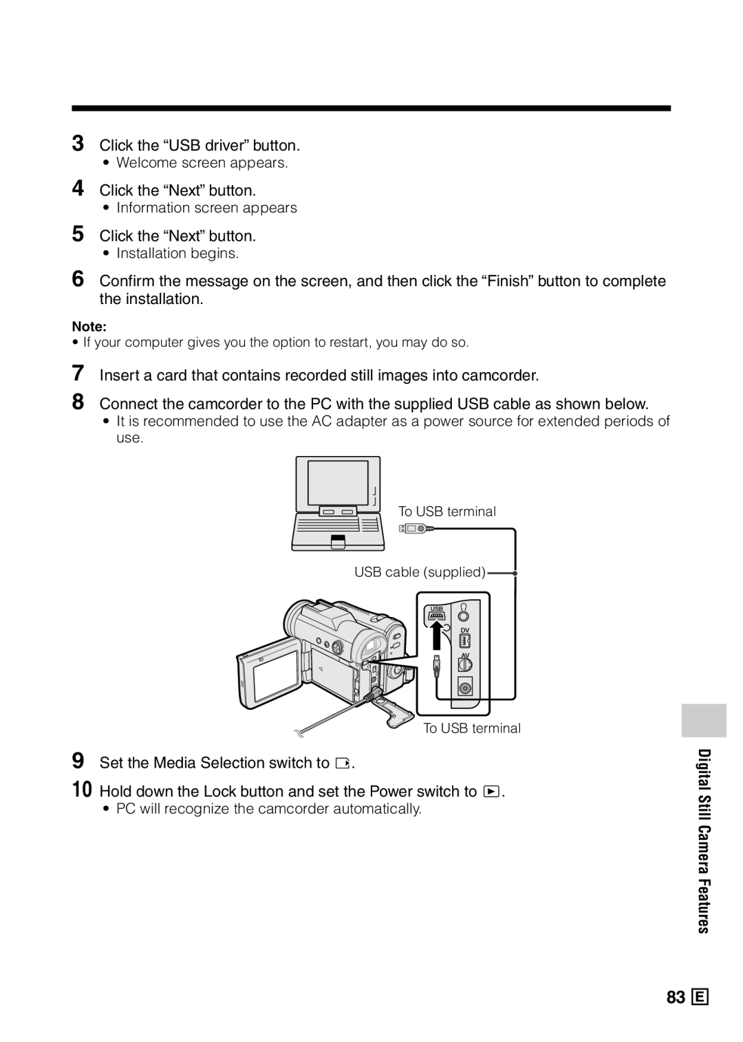 Sharp VL-Z5E operation manual Click the USB driver button, Click the Next button 