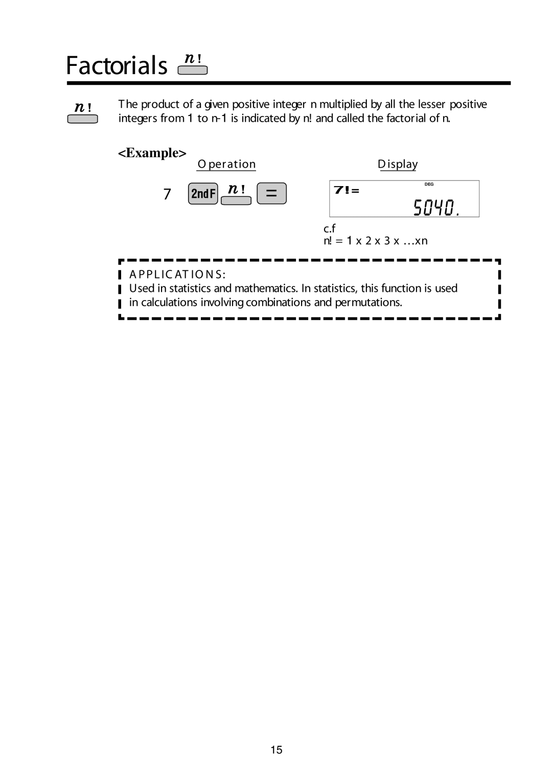 Sharp V/R manual Factorials 