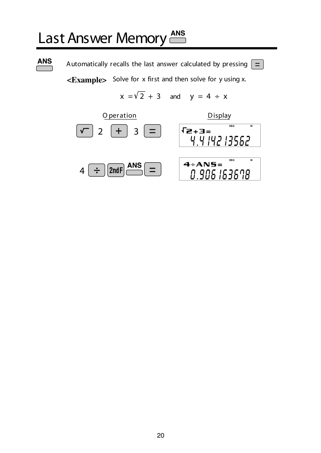 Sharp V/R manual Last Answer Memory 