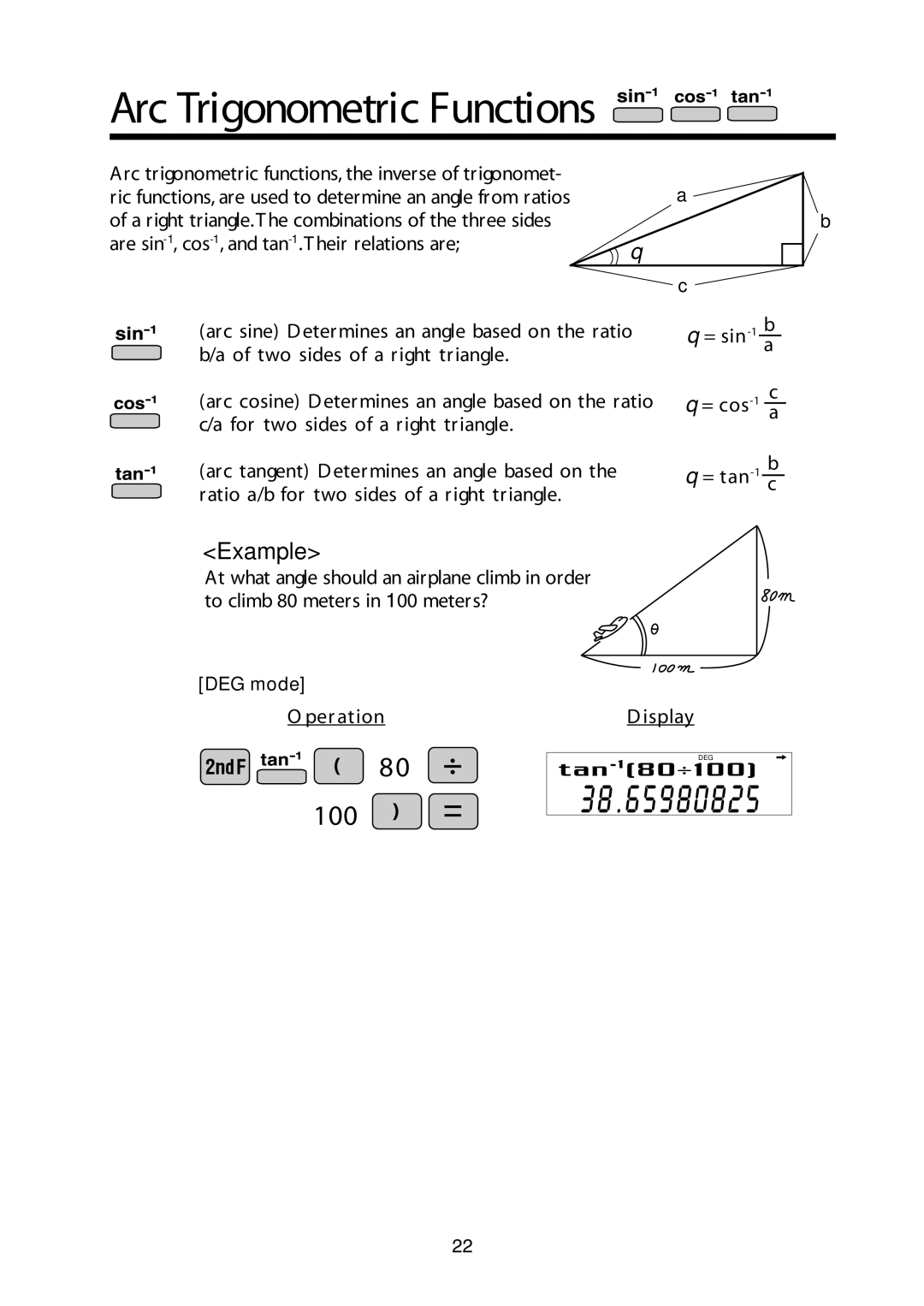 Sharp V/R manual Arc Trigonometric Functions 