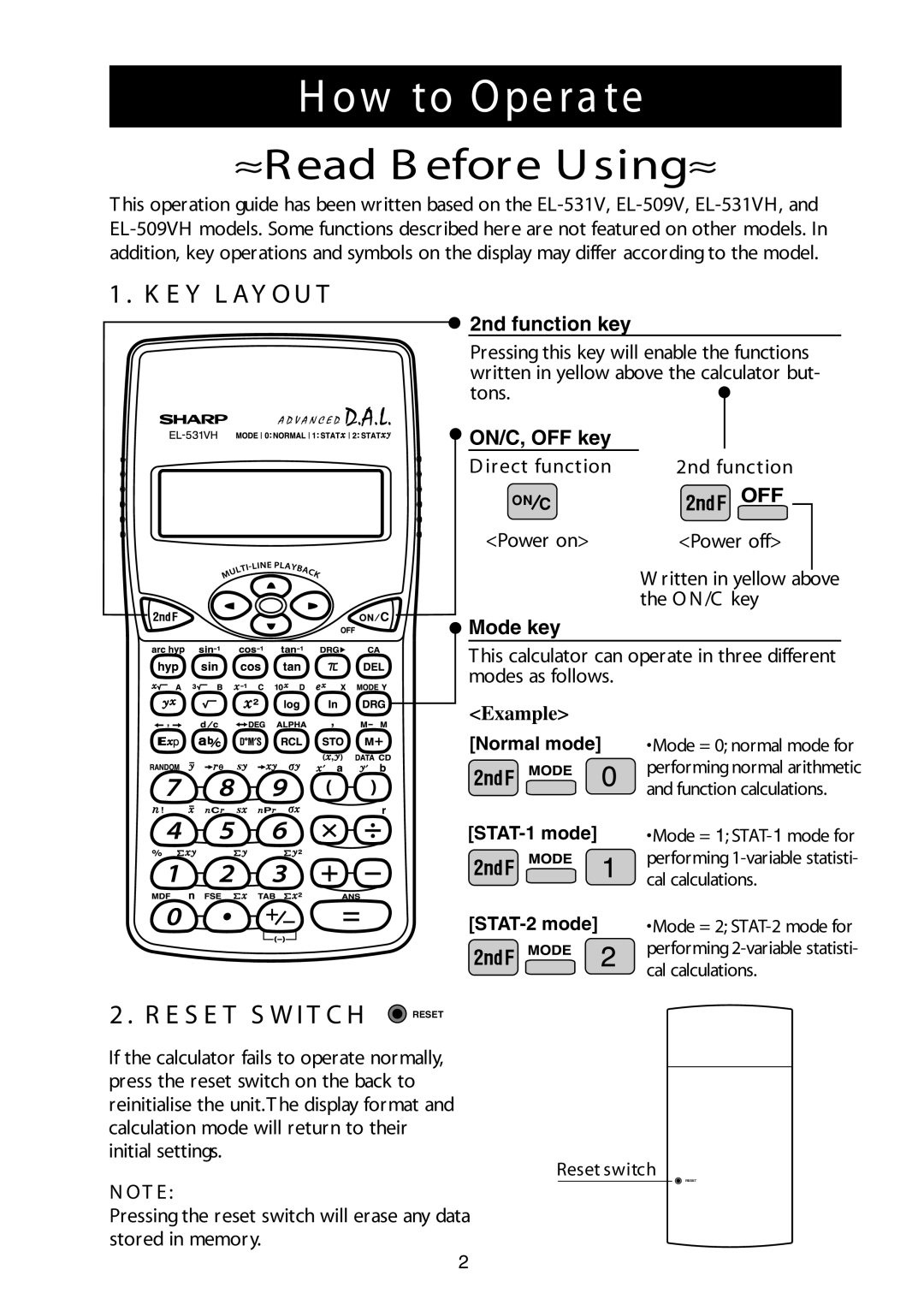 Sharp V/R manual Ow to Ope ra te, E Y L Ay O U T 