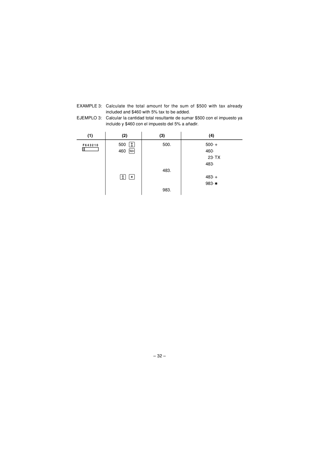 Sharp VX-2652H, VX-1652H operation manual 500 500 . + 460 