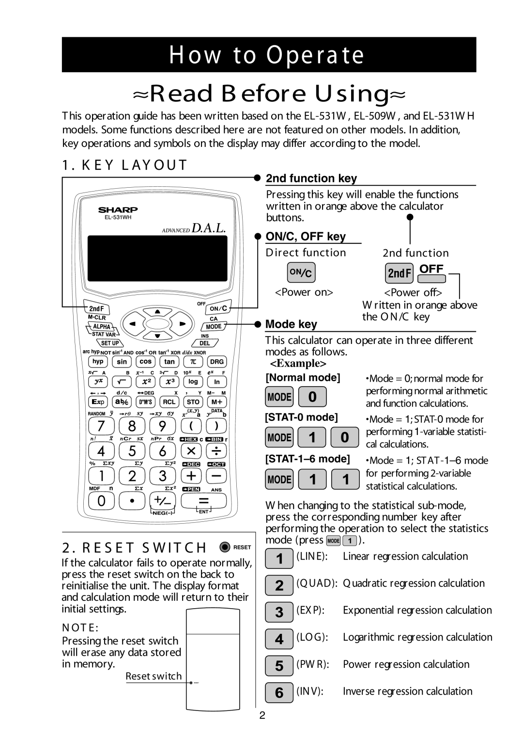 Sharp W Series manual E Y L Ay O U T, Irect function Power on, Ex P, Lo G 