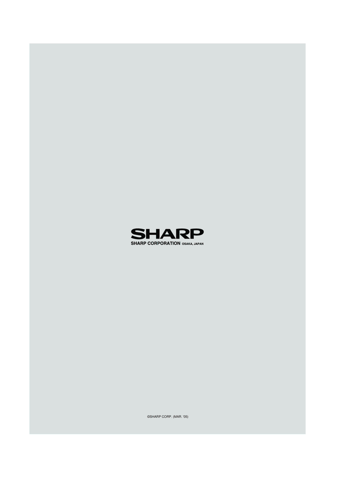 Sharp W Series manual Sharp CORP. MAR 