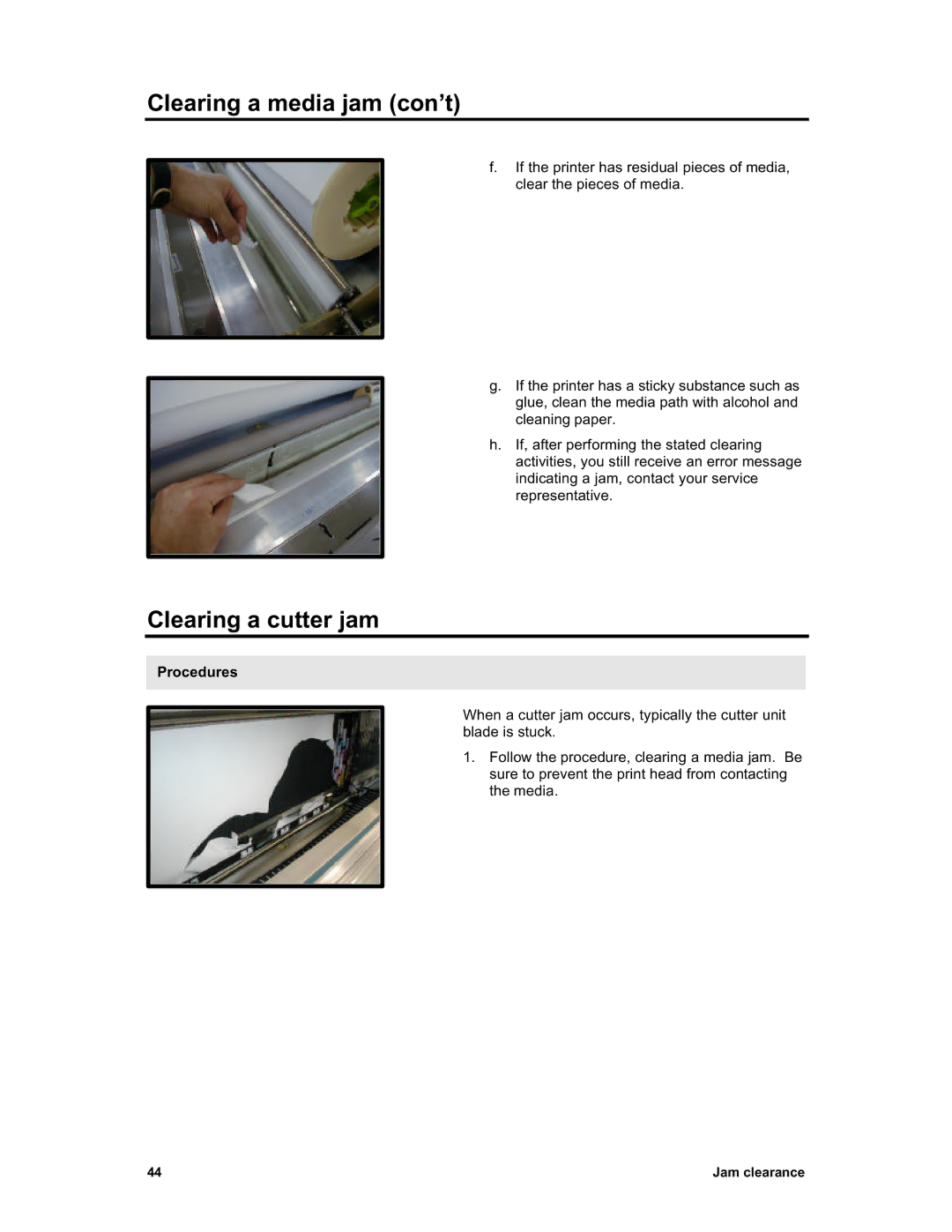 Sharp X2 manual Clearing a cutter jam, Procedures 