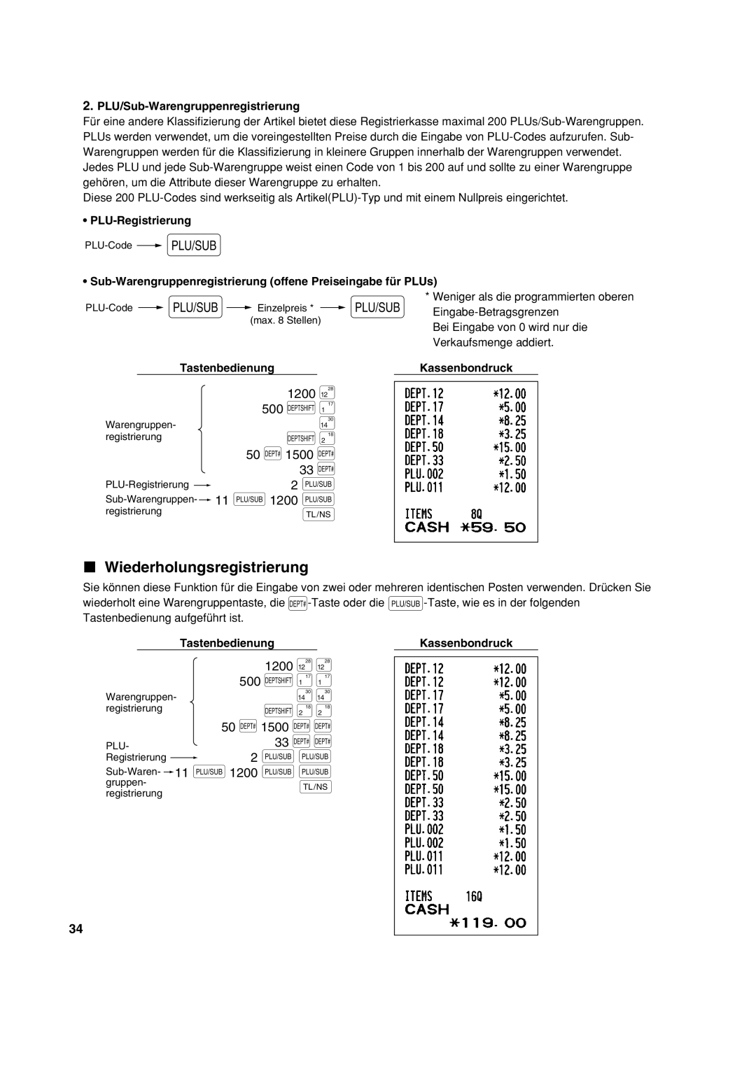 Sharp XE-A113 instruction manual Wiederholungsregistrierung 