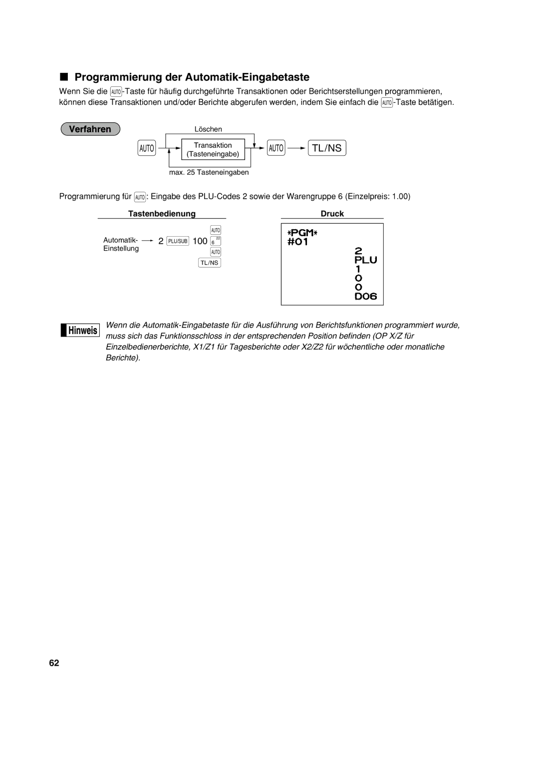 Sharp XE-A113 instruction manual Programmierung der Automatik-Eingabetaste, P100 + 