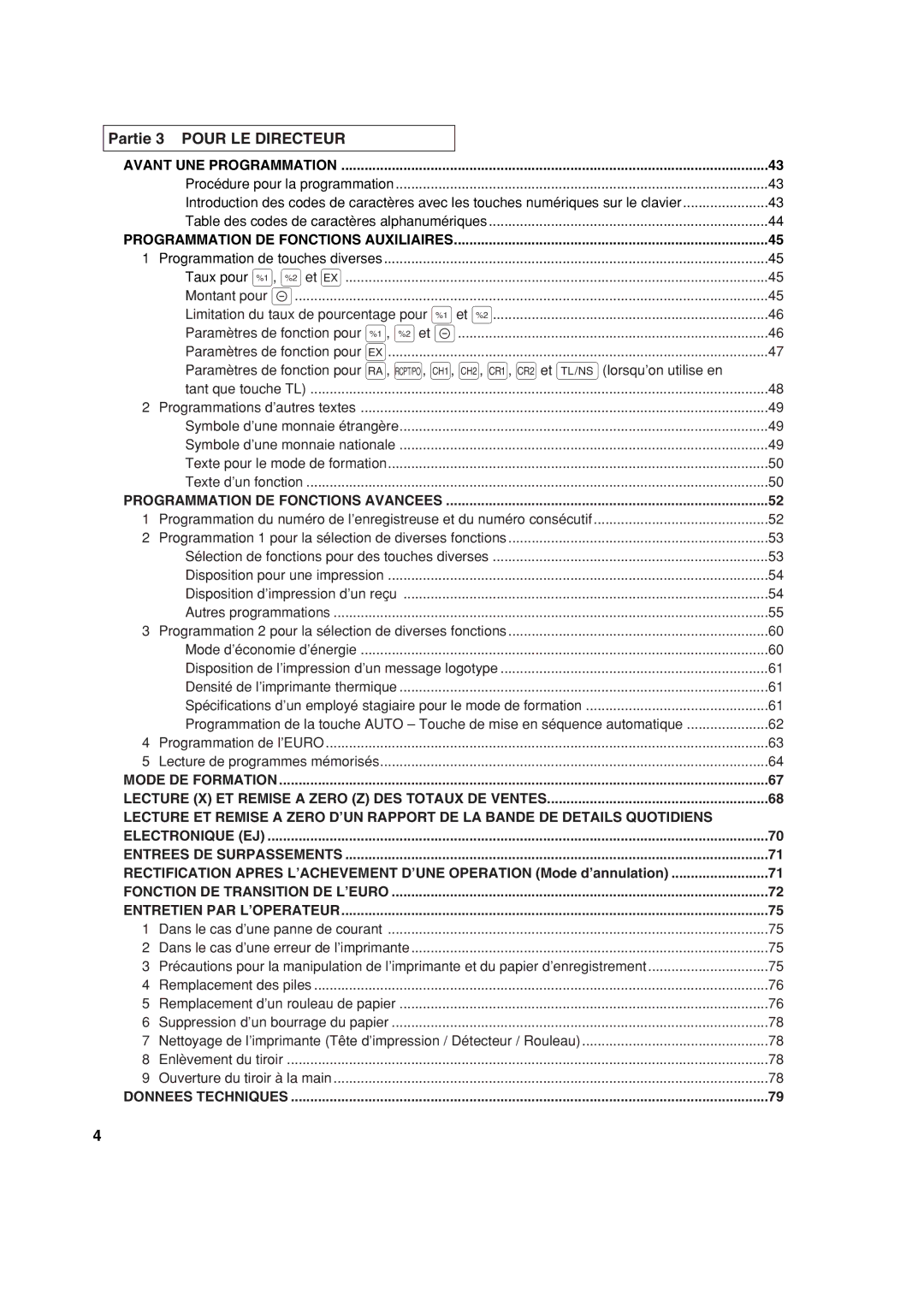 Sharp XE-A113 instruction manual Partie 3 Pour LE Directeur, Avant UNE Programmation 