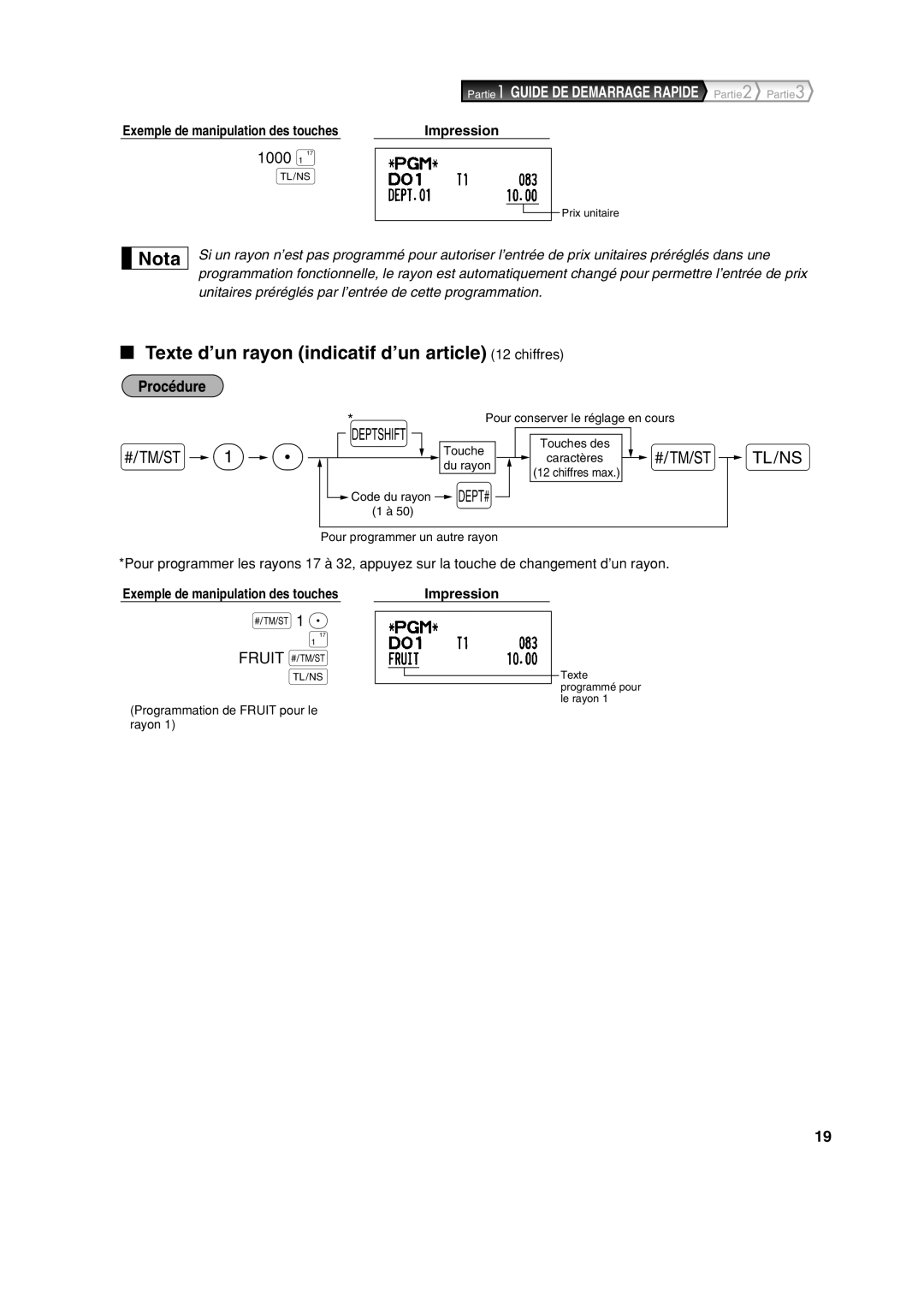 Sharp XE-A113 instruction manual Texte d’un rayon indicatif d’un article 12 chiffres 