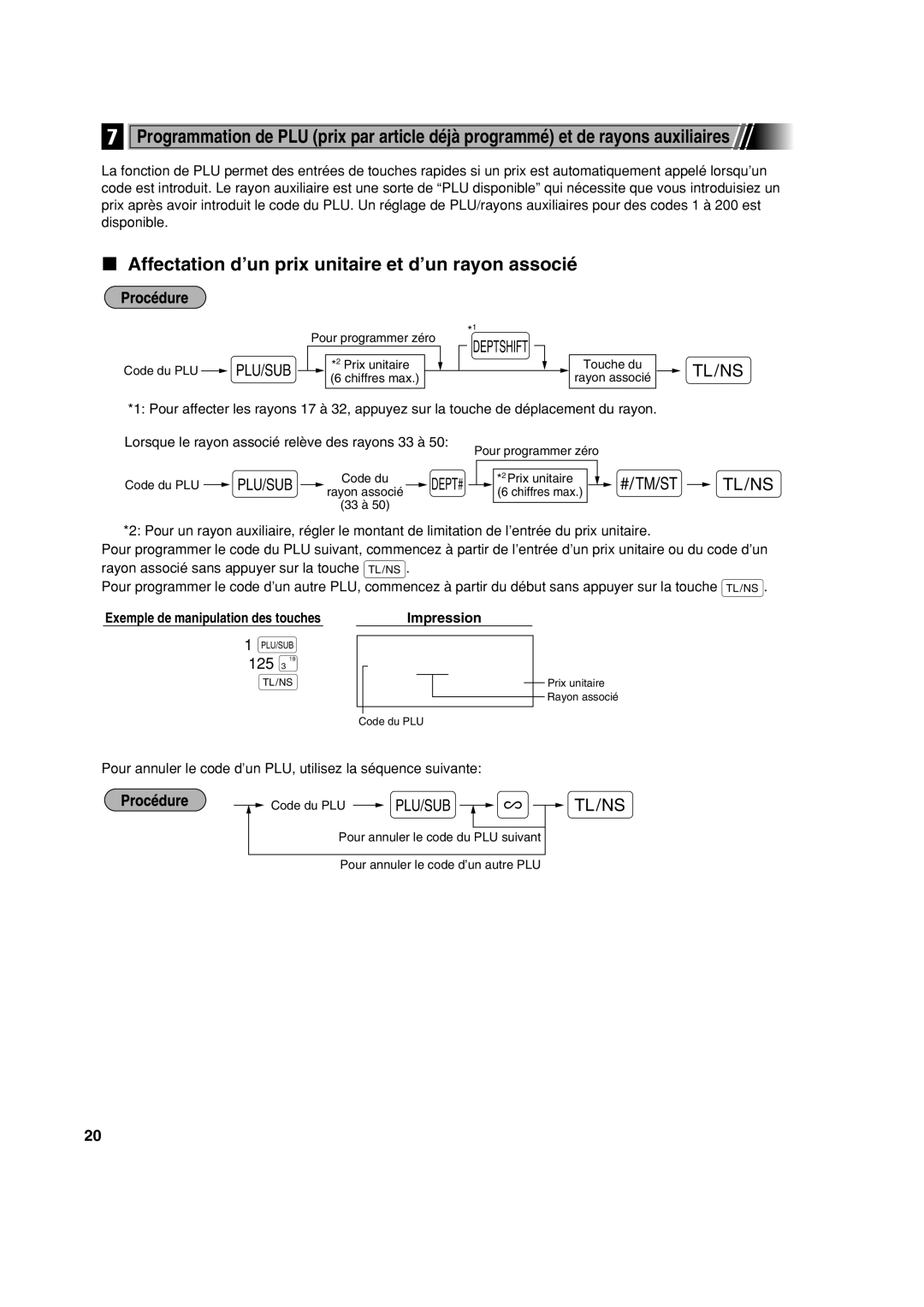 Sharp XE-A113 instruction manual Affectation d’un prix unitaire et d’un rayon associé 