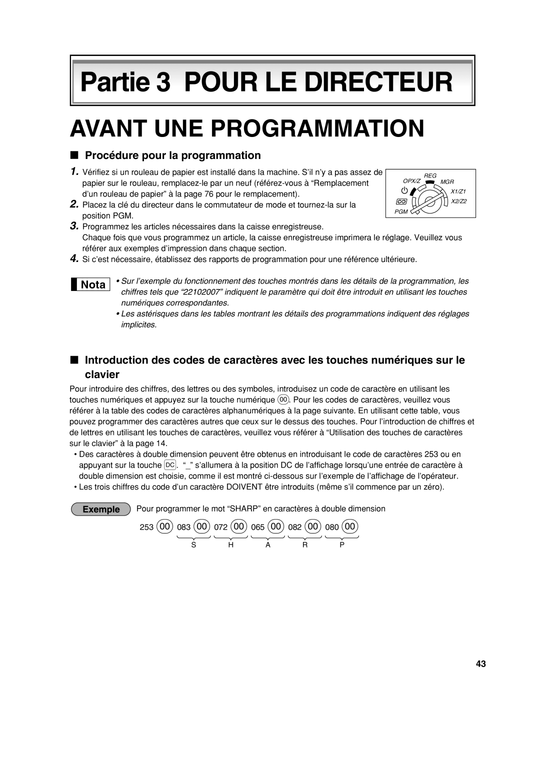 Sharp XE-A113 instruction manual Avant UNE Programmation, Procédure pour la programmation 