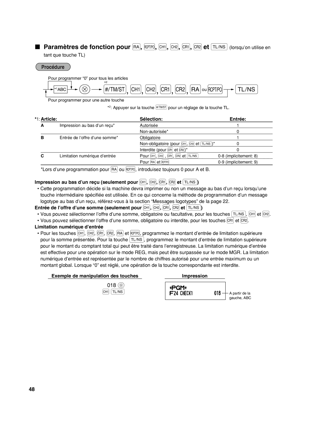 Sharp XE-A113 instruction manual Impression au bas d’un reçu seulement pour X, Y, c, bet a 