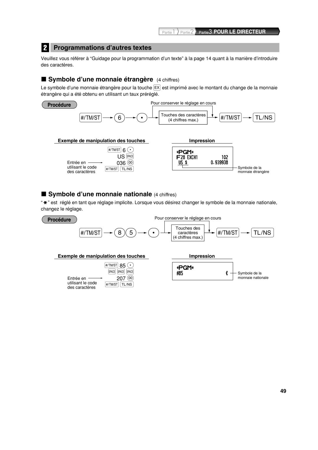 Sharp XE-A113 instruction manual Programmations d’autres textes, Symbole d’une monnaie étrangère 4 chiffres 