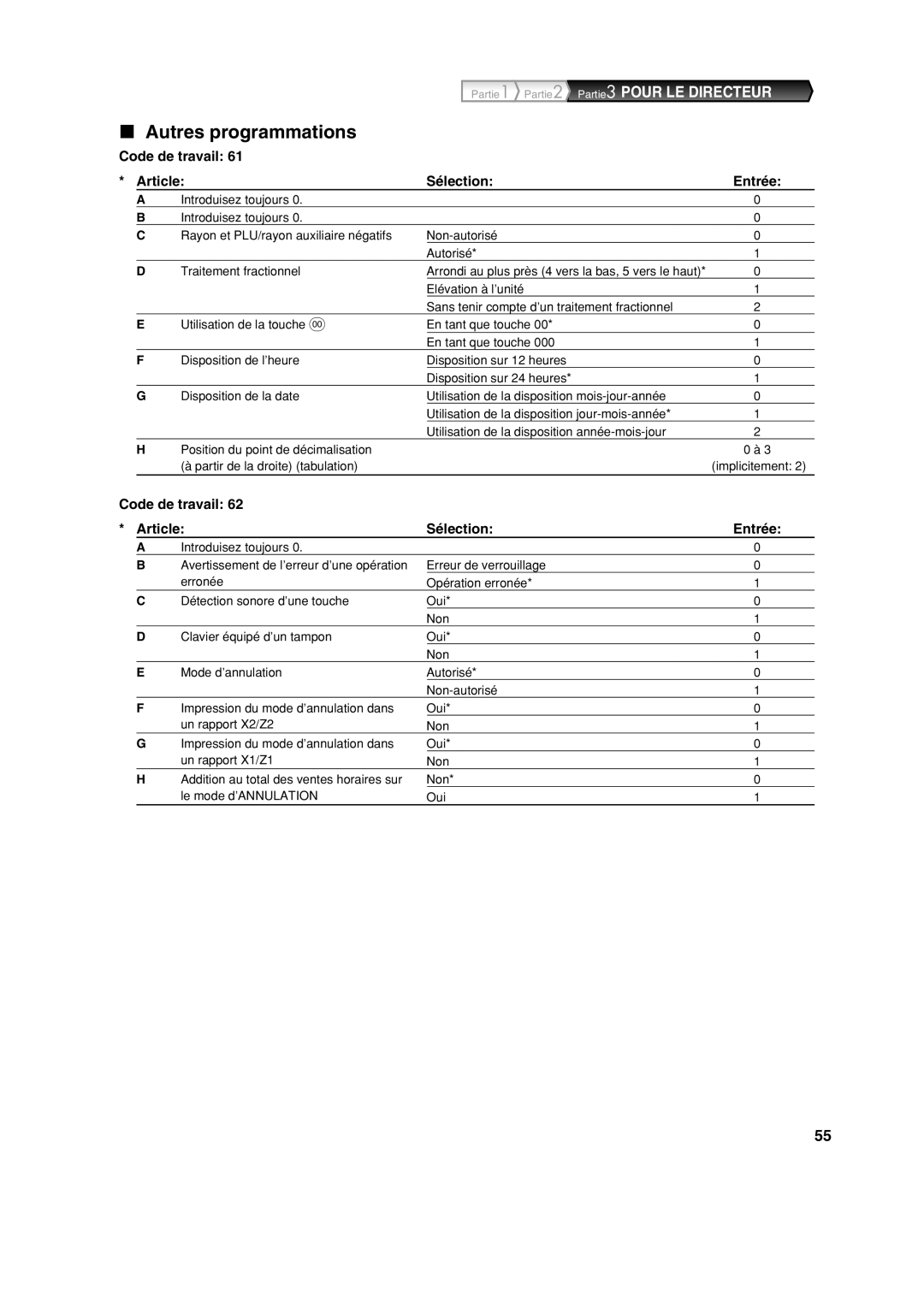 Sharp XE-A113 instruction manual Autres programmations 