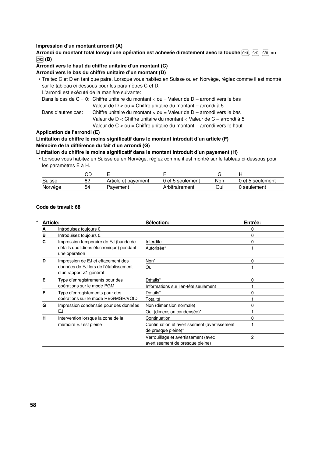 Sharp XE-A113 instruction manual Norvège Payement Arbitrairement, Seulement 