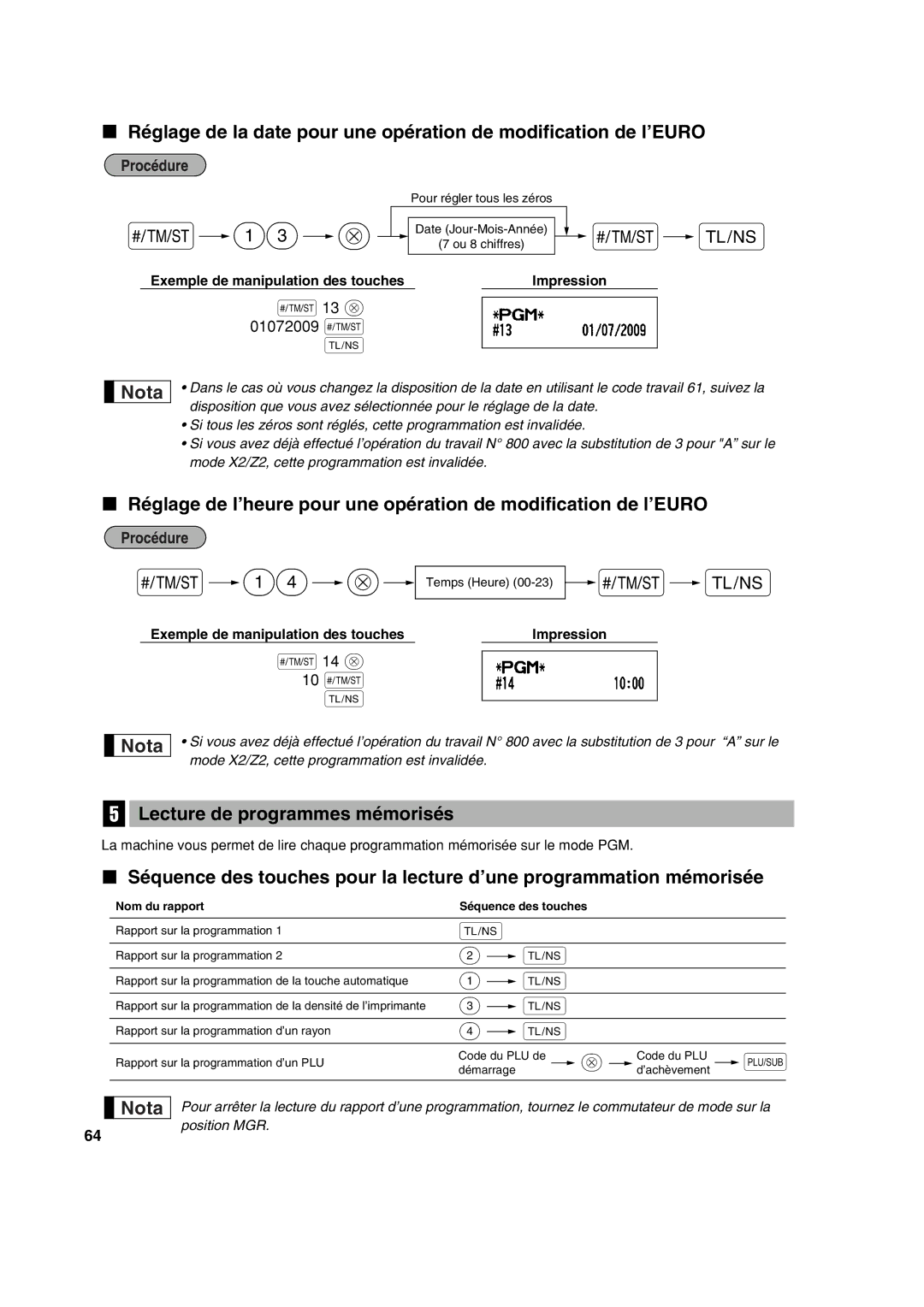 Sharp XE-A113 instruction manual Lecture de programmes mémorisés, Nom du rapport Séquence des touches 