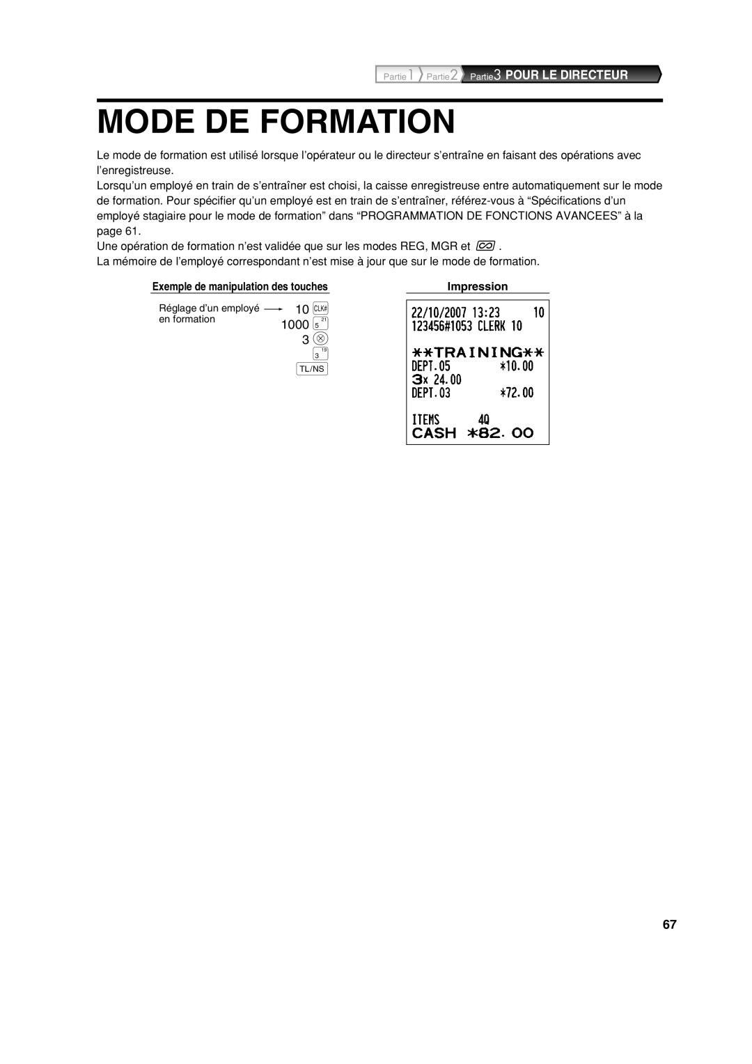 Sharp XE-A113 instruction manual Mode DE Formation, Impression 