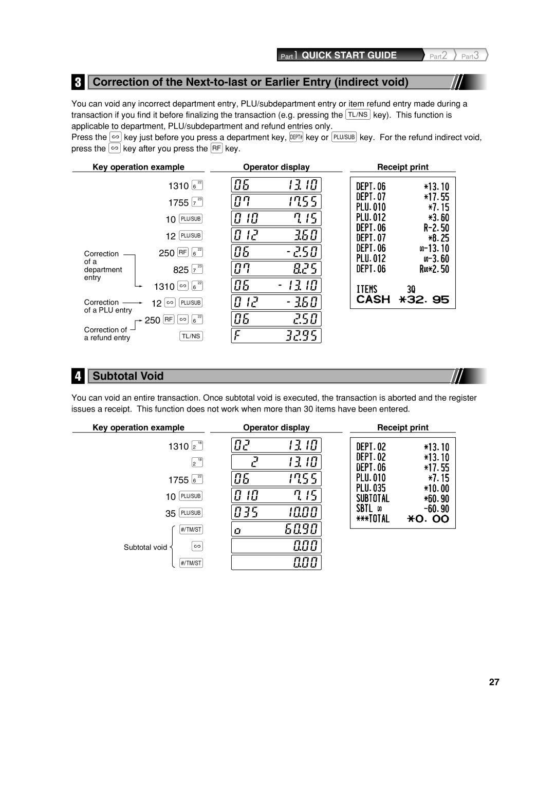 Sharp XE-A113 instruction manual 10 p 12 p, Subtotal Void 