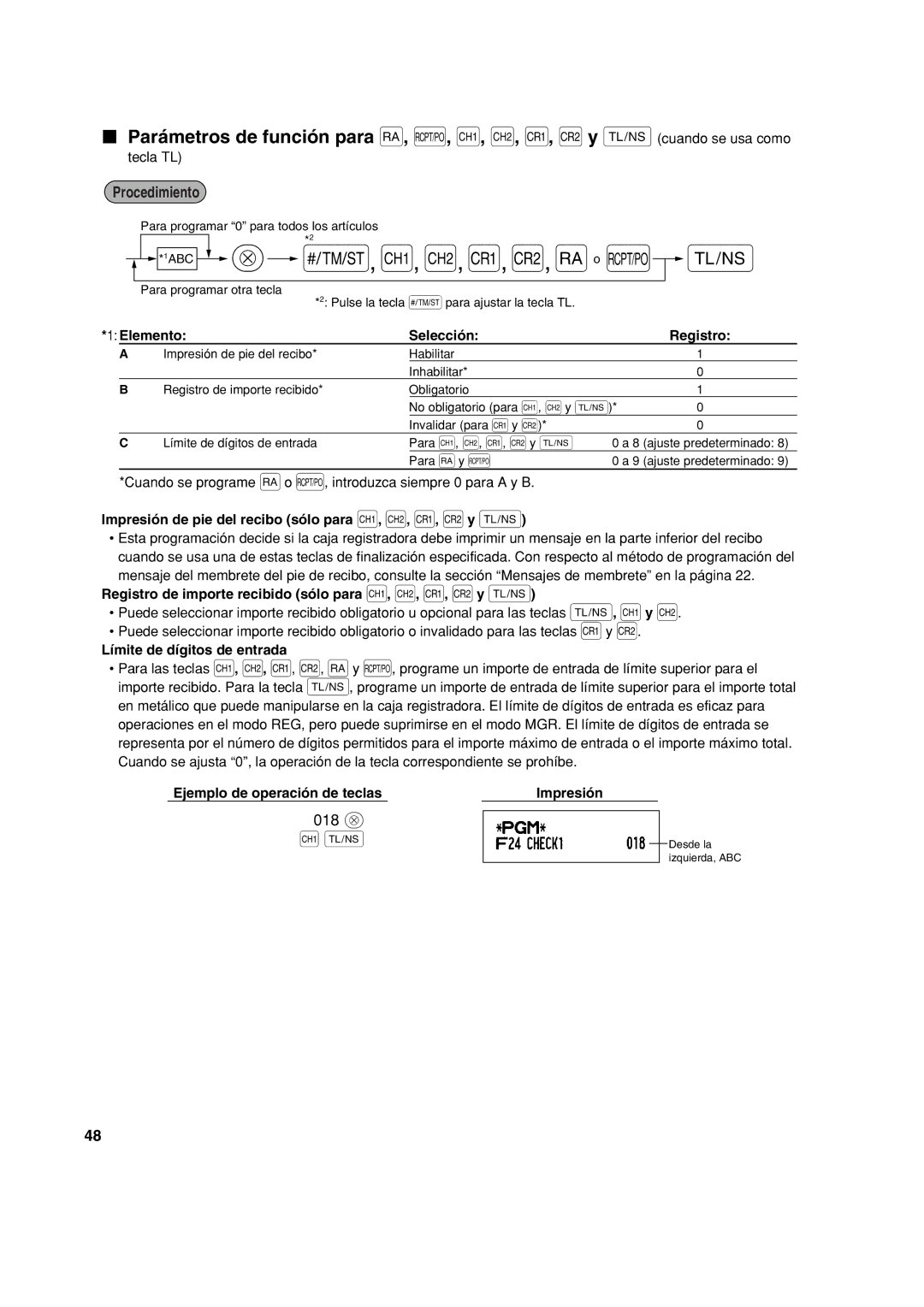 Sharp XE-A113 instruction manual Cuando se programe ro R, introduzca siempre 0 para a y B 