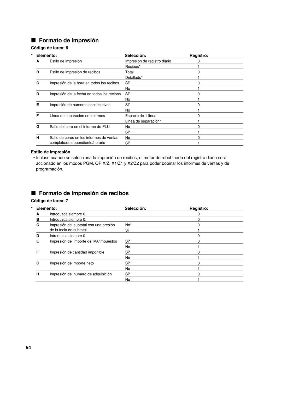 Sharp XE-A113 instruction manual Formato de impresión de recibos, Estilo de impresión 