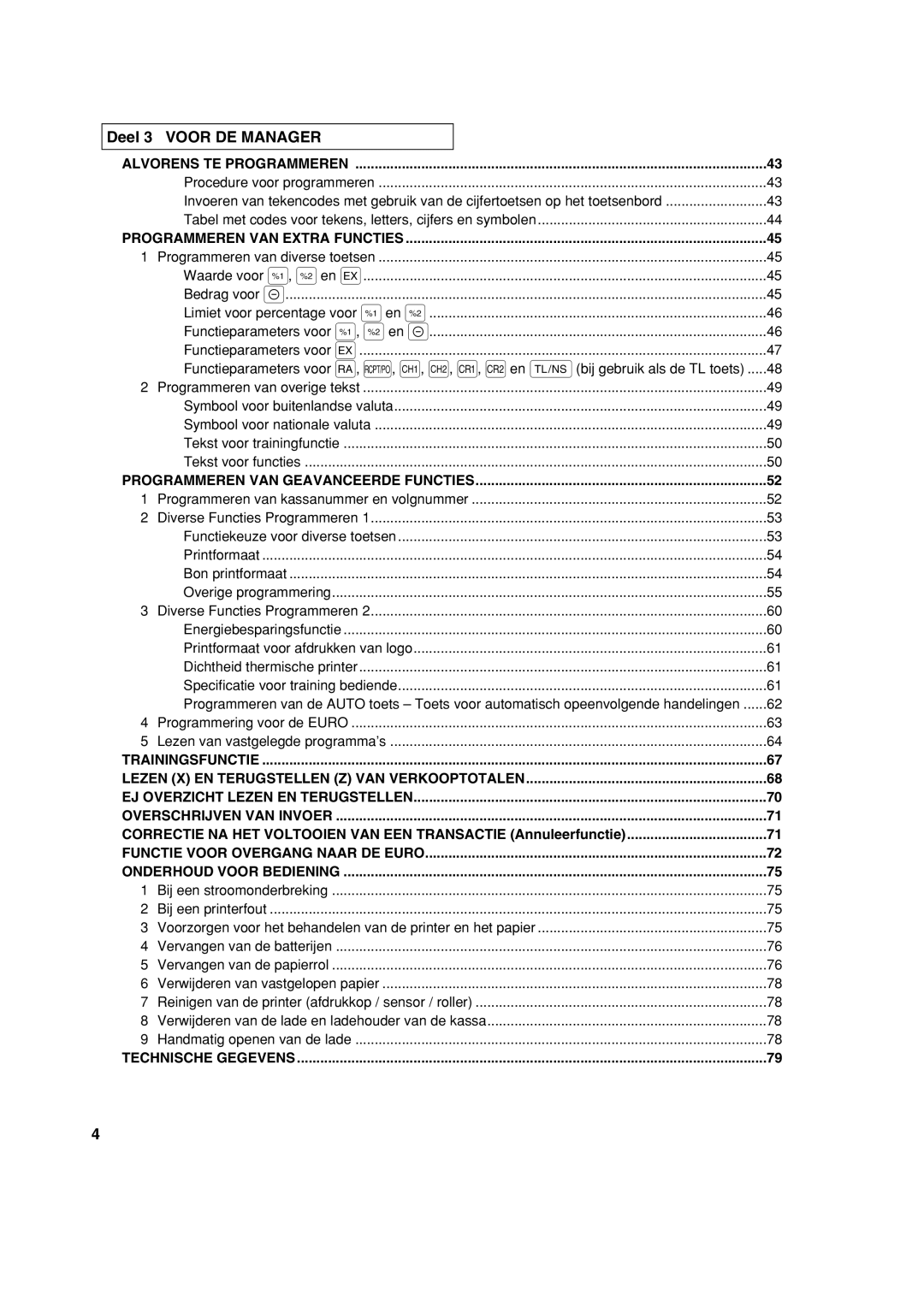 Sharp XE-A113 instruction manual Deel 3 Voor DE Manager, Alvorens TE Programmeren 