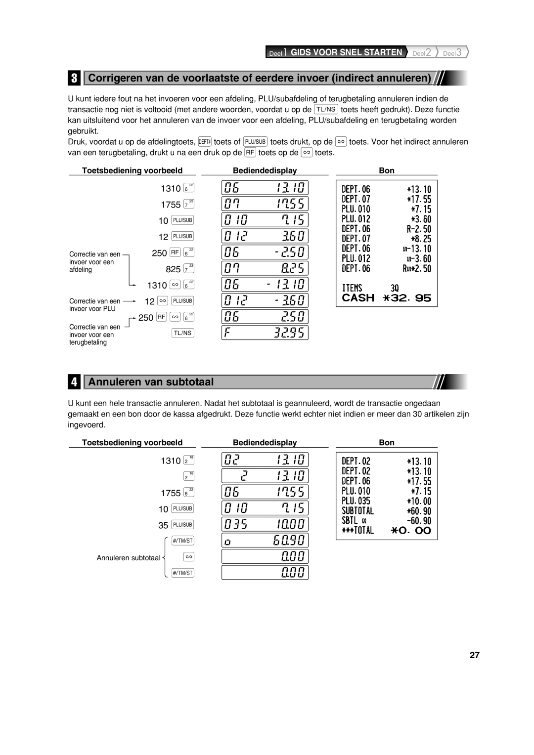 Sharp XE-A113 instruction manual Annuleren van subtotaal 