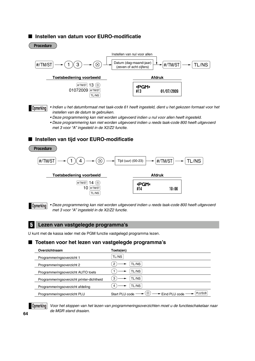 Sharp XE-A113 instruction manual Instellen van datum voor EURO-modificatie, Instellen van tijd voor EURO-modificatie 