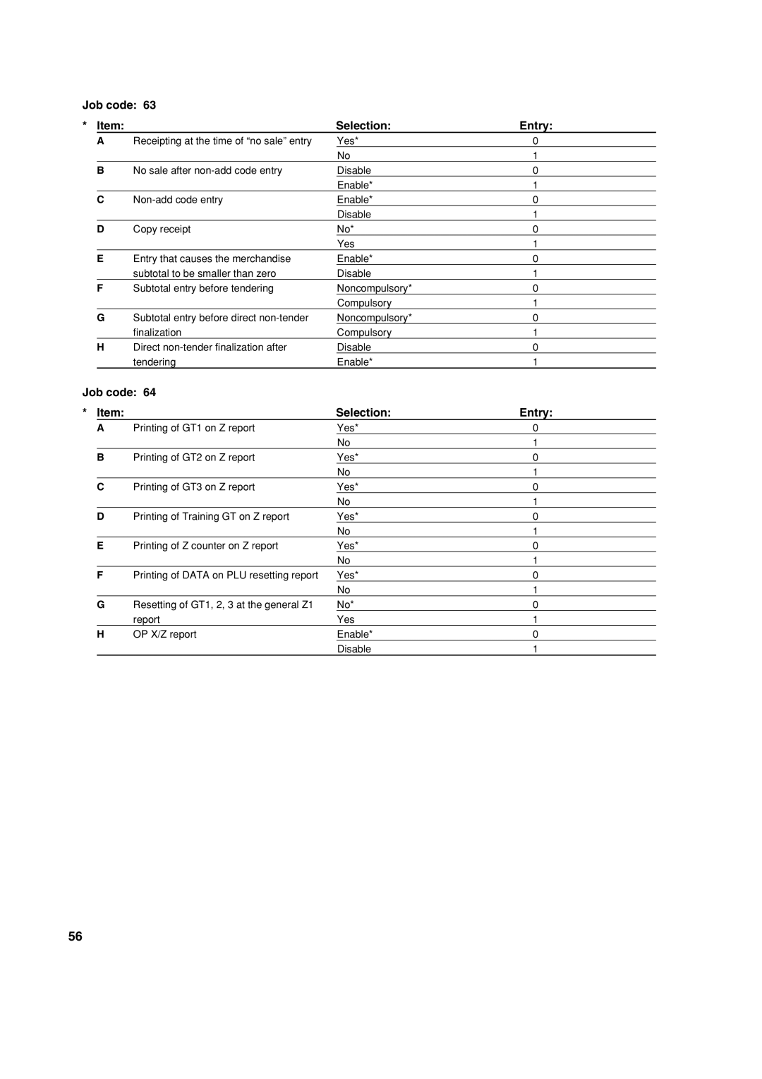 Sharp XE-A113 instruction manual Job code Selection Entry 