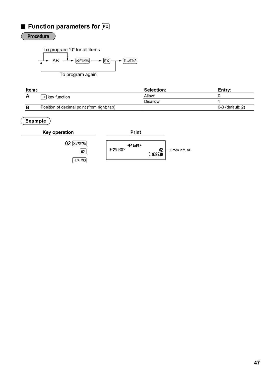 Sharp XE-A137, XE-A147 instruction manual 02 @, Function parameters for 