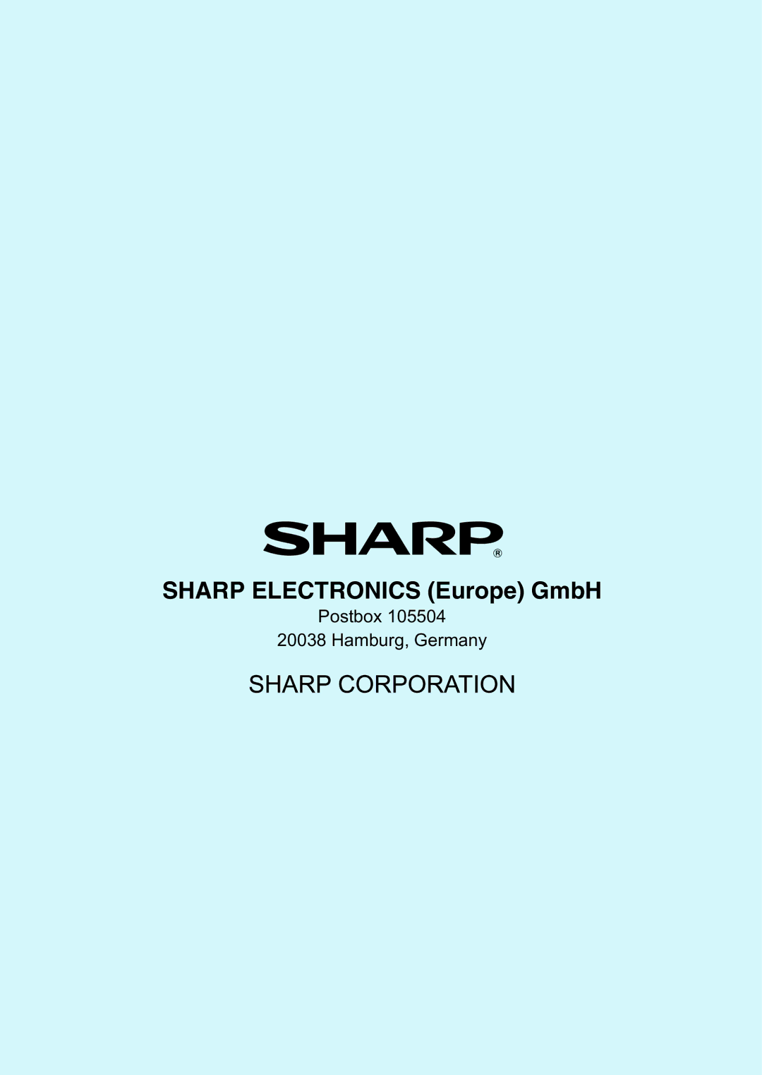 Sharp XE-A147, XE-A137 instruction manual Sharp Electronics Europe GmbH 