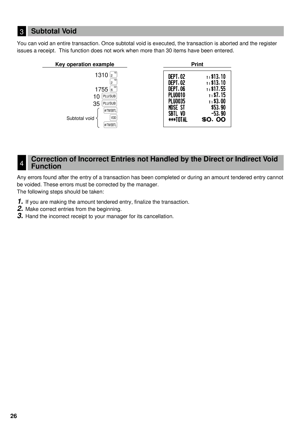 Sharp XE-A201 instruction manual Subtotal Void, 1310 1755 + 