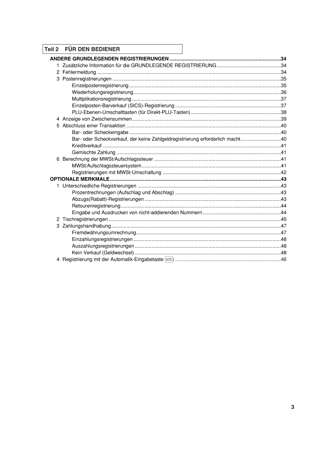 Sharp XE-A213 instruction manual Teil 2 FÜR DEN Bediener, Andere Grundlegenden Registrierungen 