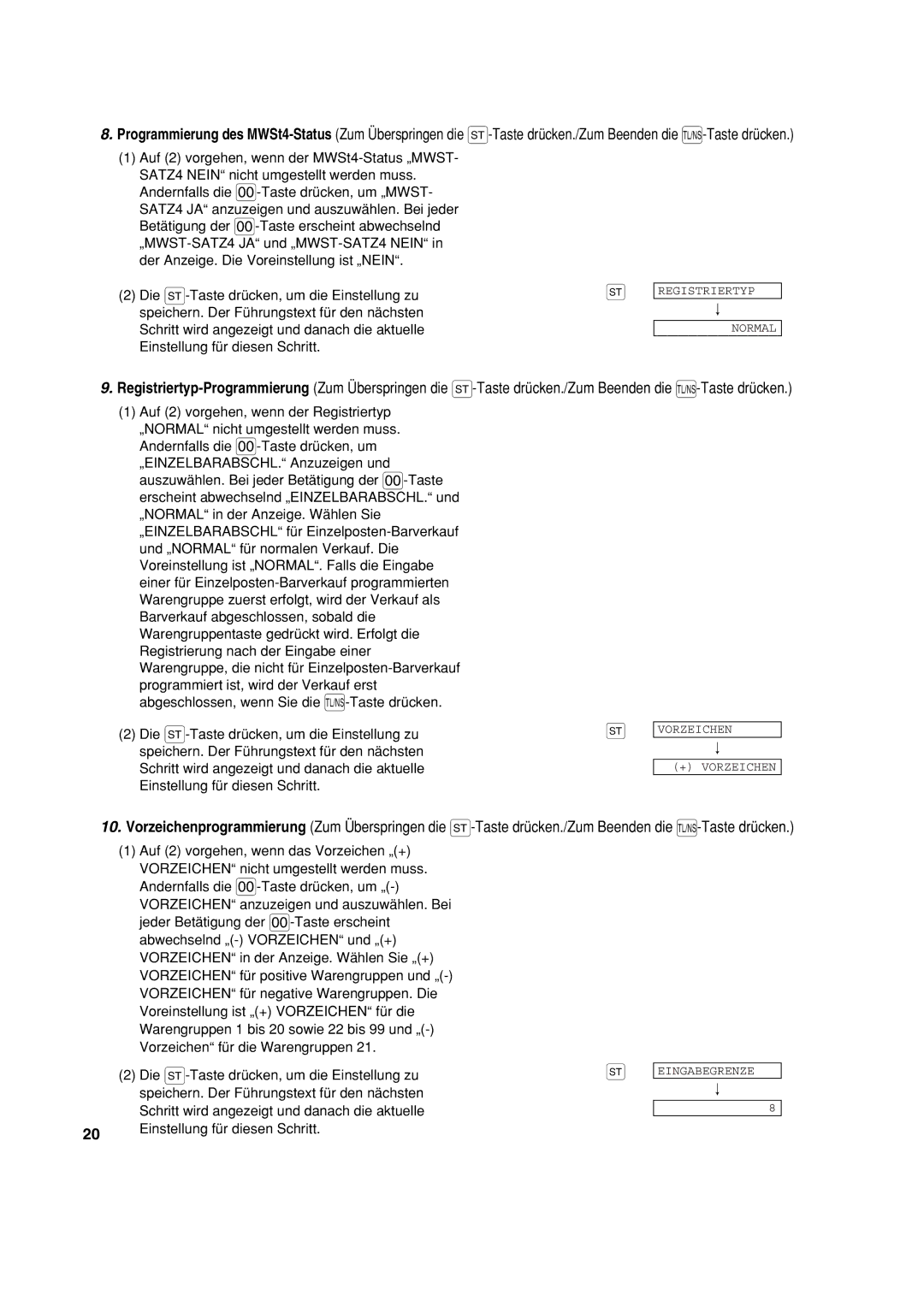 Sharp XE-A213 instruction manual Registriertyp Normal 