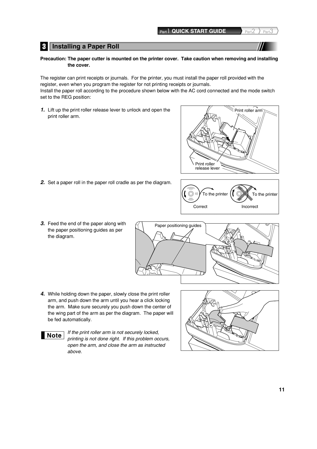 Sharp XE-A213 instruction manual Installing a Paper Roll, Feed the end of the paper along with 