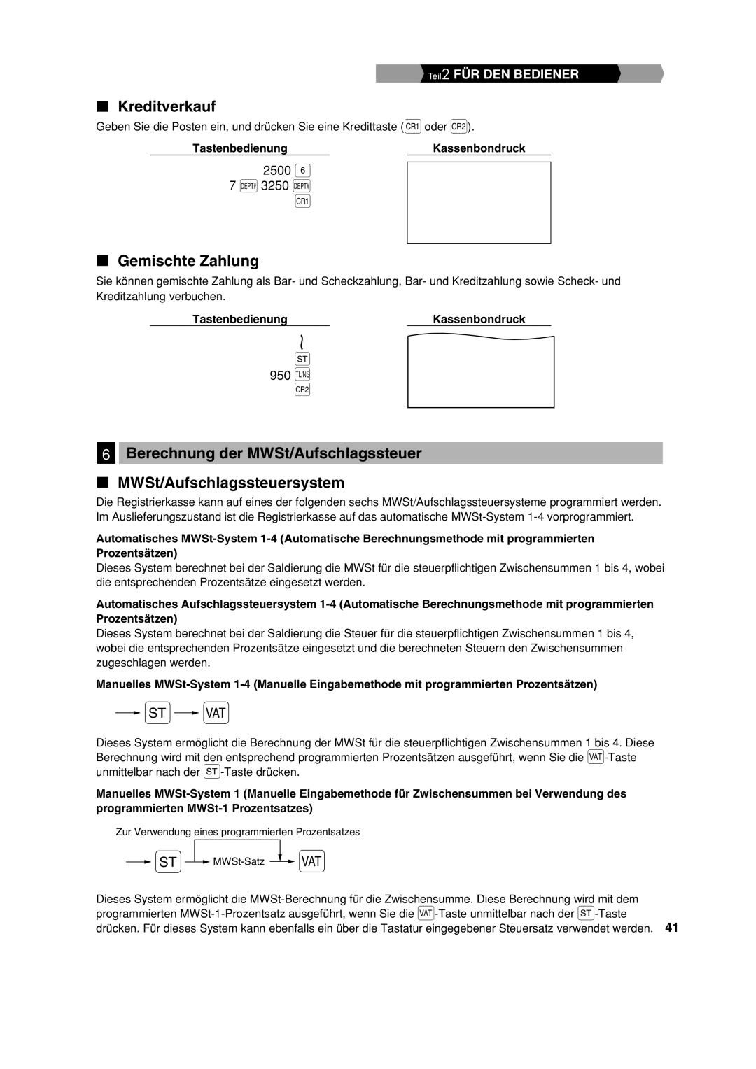 Sharp XE-A213 instruction manual Kreditverkauf, Gemischte Zahlung 