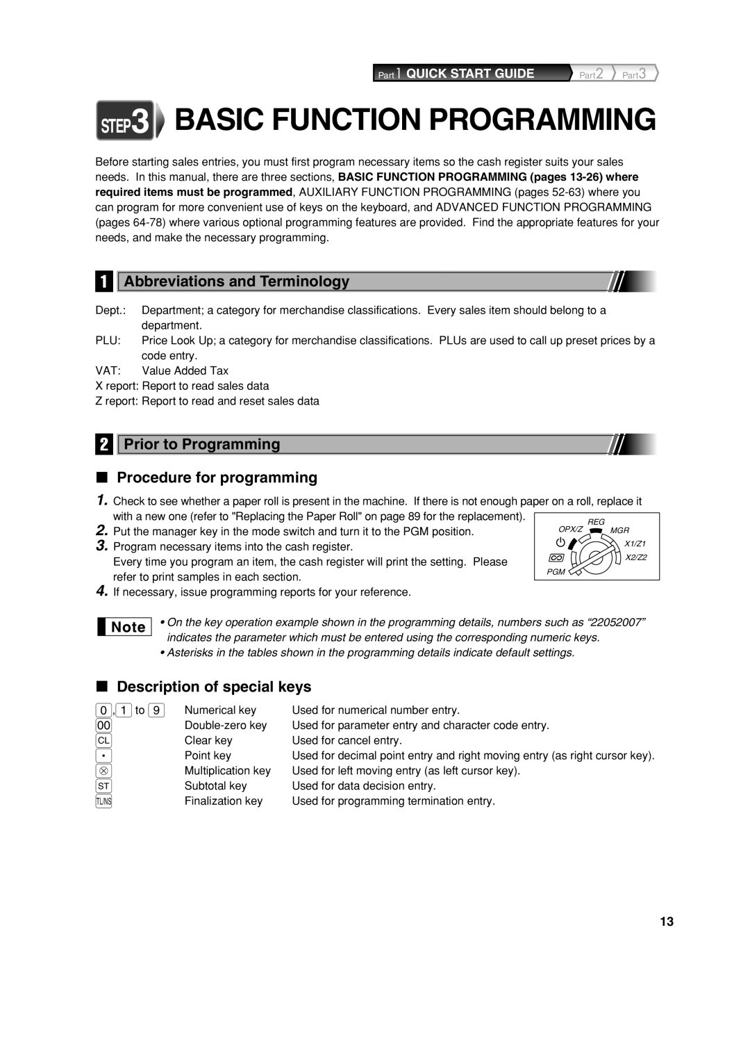 Sharp XE-A213 instruction manual Abbreviations and Terminology, Description of special keys, Code entry, Value Added Tax 